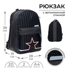 Рюкзак молодёжный, 38 х 28 х 19 см, эргономичная спинка, Calligrata Э "Полоска", чёрный - Фото 1