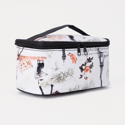 Косметичка на молнии, с зеркалом, цвет белый