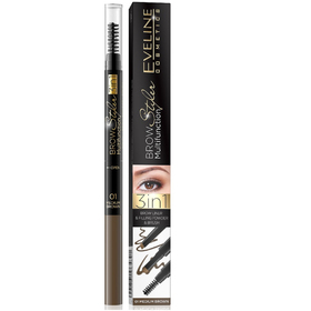 

Стайлер для бровей 3 в 1 Eveline Brow Styler, тон 01, коричневый