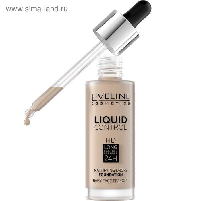 Тональная основа Eveline Liquid Control, инновационная жидкая, тон 030 sand beige, 32 мл - Фото 1