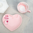 Подарочный набор керамический «Тому кого люблю»: кружка 120 мл, блюдце, цвет розовый - Фото 2