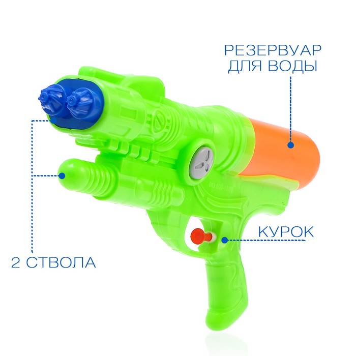 Водный пистолет «Дабл», 2 ствола, 30 см, цвета МИКС - фото 1889426777