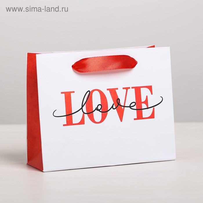 Пакет подарочный ламинированный горизонтальный LOVE, MS 23  x 18 × 8 см - Фото 1
