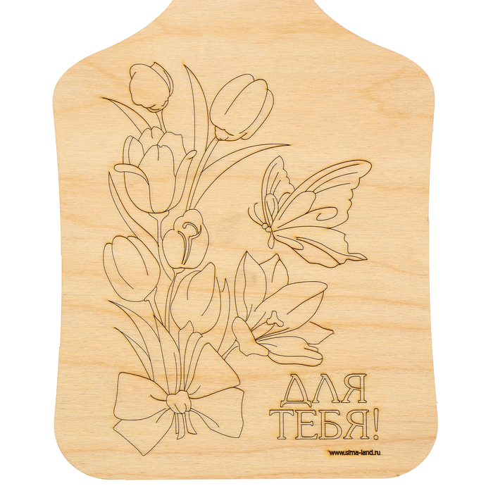 Доска для выжигания «Тюльпаны с бабочкой» - фото 1885003225