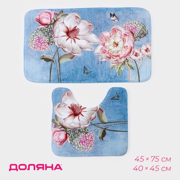 Набор ковриков для ванной и туалета Доляна «Весна», 2 шт, 40×45, 45×75 см - Фото 1