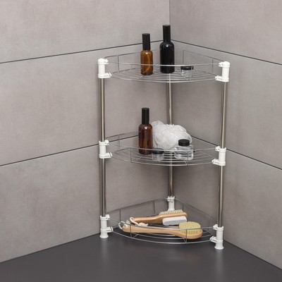 Этажерка настольная угловая 3-х секционная, 38.5×27.5×54.5 см, хром