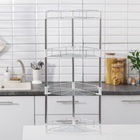 Этажерка настольная угловая 4-х секционная, 38.5×27.5×77 см, цвет хром - Фото 1