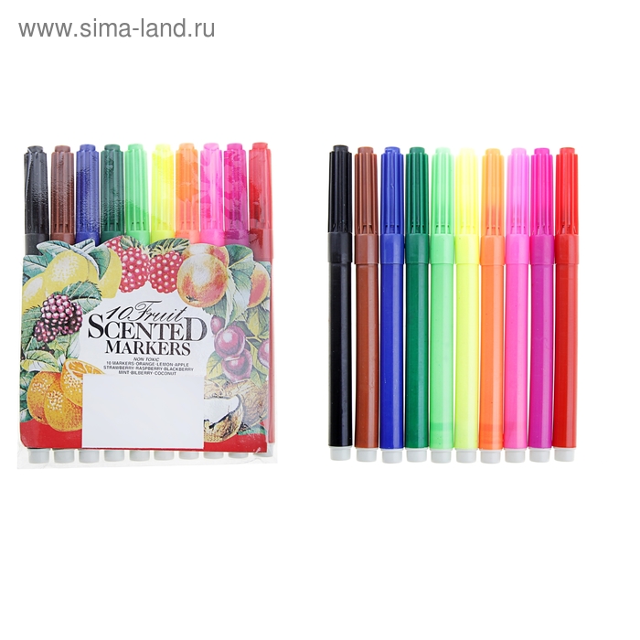 Фломастеры 10 цветов ТОЛСТЫЕ Jambo,в блистере,вентилируемый колпачок - Фото 1