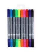 Фломастеры 10 цветов, двухсторонние, круглый наконечник 2 мм/5 мм, вентилируемый колпачок, блистер - Фото 3