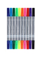 Фломастеры 10 цветов, двухсторонние, круглый наконечник 2 мм/5 мм, вентилируемый колпачок, блистер - Фото 4