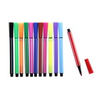 Фломастеры 12 цветов Полоски в пластиковом тубусе с ручкой,вентилируемый колпачок,МИКС - Фото 2