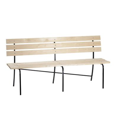 Уличная скамейка из сосны со спинкой LAKSI, дерево, металл, 170×82×36 см, нагрузка 200 кг