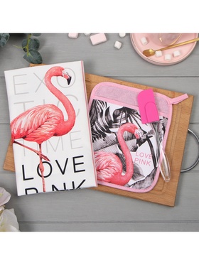Набор подарочный LOVE PINK: прихватка-карман, полотенце, лопатка