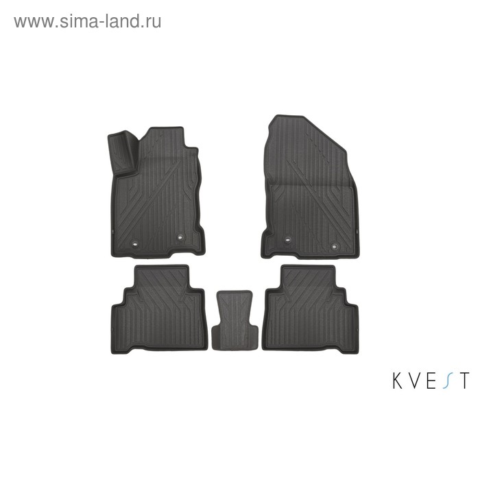 Коврики KVEST 3D в салон Lexus NX, 2014->, 5 шт. (полистар серый/серый) - Фото 1