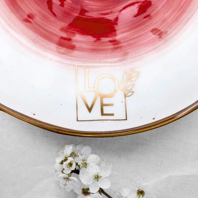 Тарелка керамическая LOVE, Ø 19 см, цвет красный, цвет красный