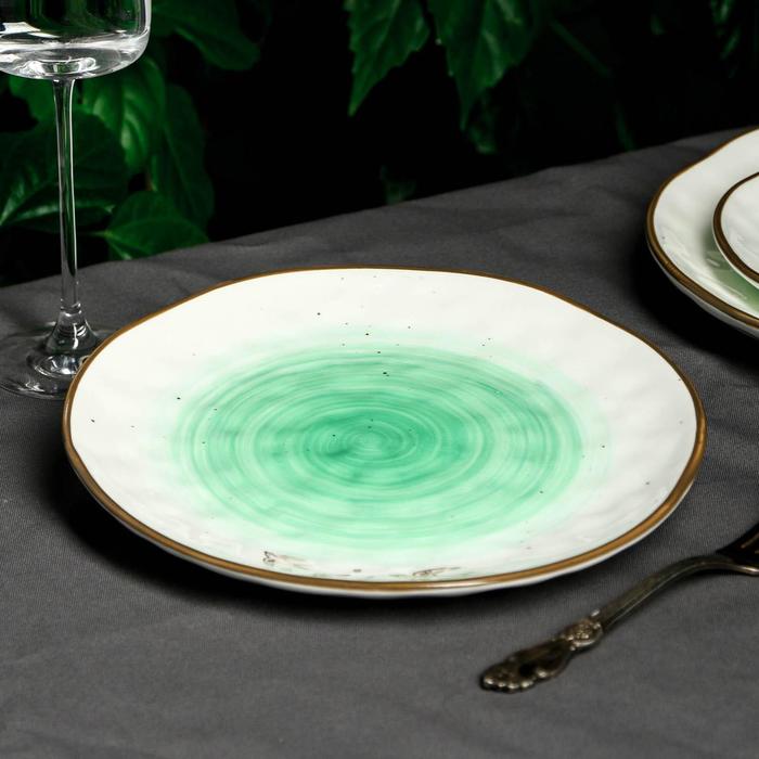 Тарелка керамическая «Ласточки», Ø 21.8 см, цвет зелёный - фото 1905629206