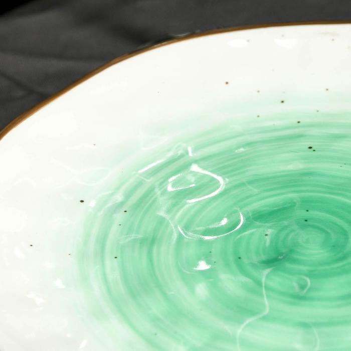 Тарелка керамическая «Ласточки», Ø 21.8 см, цвет зелёный - фото 1905629207