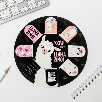 Набор магнитных закладок 8 шт на круглой подложке "You are llamazing"