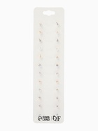 Серьги пусеты One year, 12 пар, цветочное ассорти, бело-розовые в золоте - Фото 6