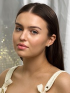 Серьги пусеты One year, 12 пар, цветочное ассорти, бело-розовые в золоте - Фото 7