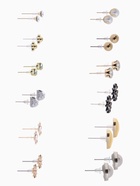 Серьги пусеты One year, 12 пар, цветочное настроение, белые в золоте - Фото 4