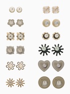 Серьги пусеты One year, 12 пар, цветочное настроение, белые в золоте - Фото 7