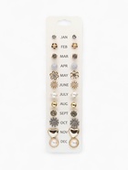 Серьги пусеты One year, 12 пар, цветочное настроение, белые в золоте - Фото 4