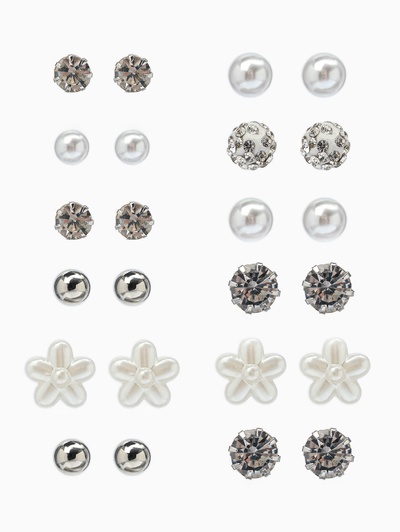 Серьги пусеты One year, 12 пар, строгий стиль, миксы