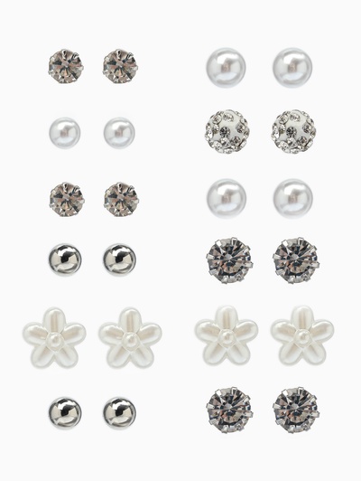 Серьги пусеты One year, 12 пар, строгий стиль, миксы