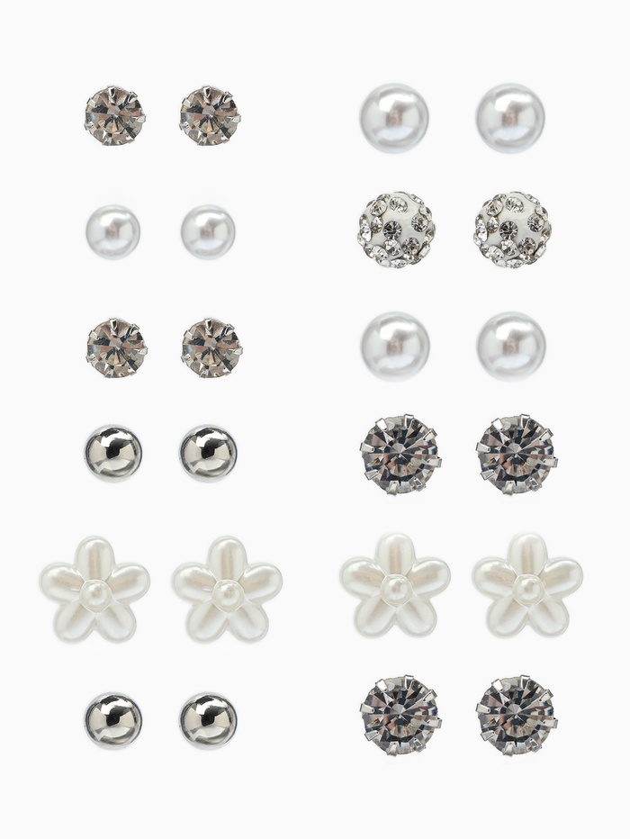 Серьги пусеты One year, 12 пар, строгий стиль, миксы - Фото 1