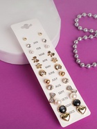 Серьги пусеты One year, 12 пар, совершенство, бело-чёрные в золоте - Фото 12