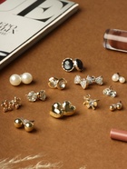 Серьги пусеты One year, 12 пар, совершенство, бело-чёрные в золоте - Фото 1