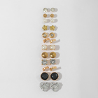 Серьги пусеты 12 пар One year, сердцем к сердцу, цветные в золоте - Фото 2