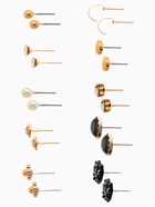 Серьги пусеты 12 пар One year, сердцем к сердцу, цветные в золоте - Фото 3