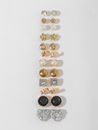 Серьги пусеты 12 пар One year, сердцем к сердцу, цветные в золоте - Фото 7