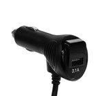 Разветвитель прикуривателя TORSO, с вольтметром, USB 3.1 А, провод 70 см - фото 6275623