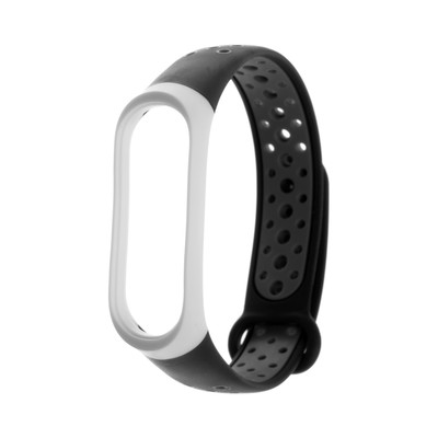 Ремешок для фитнес-браслета Mi Band 3/4 Luazon, с перфорацией, черно-белый