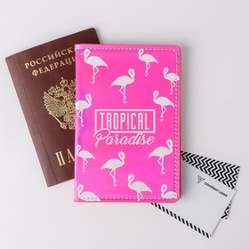 Паспортная обложка "TROPICAL Paradise", зеркальный кож.зам. 4682797