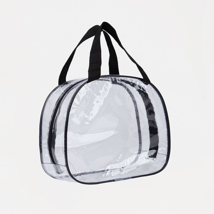 Косметичка на молнии, цвет прозрачный/чёрный 19449