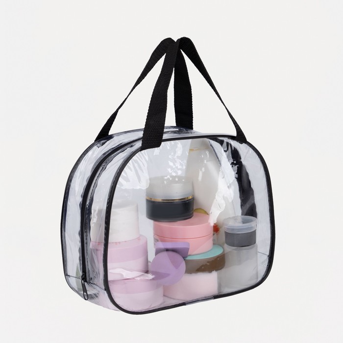 Косметичка на молнии, цвет прозрачный/чёрный 19449