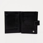 Портмоне мужское на кнопке, отдел для автодокументов и паспорта, чёрное - Фото 3