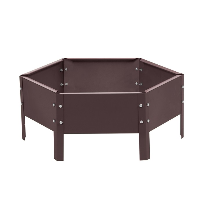 Клумба оцинкованная, d=60 см, высота бортика 15 см, коричневая, Greengo