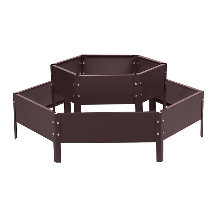 Клумба оцинкованная, 2 яруса, d=60-100 см, высота бортика 30 см, коричневая, Greengo