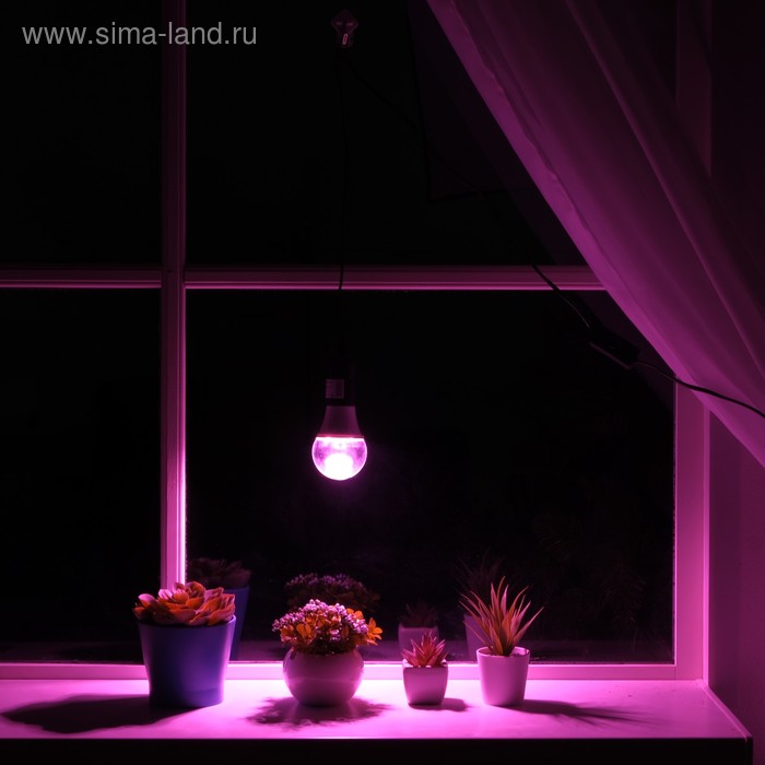 Светильник для растений 15 Вт, 12 мкмоль/с, провод 1,7 метра с выключателем, липучка на окно - Фото 1