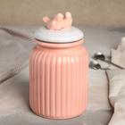Банка керамическая для сыпучих продуктов «Соловушка», 1 л, 10,5×19,5 см, цвет розовый - Фото 1