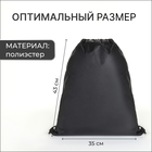 Мешок для обуви на шнурке, однотонный, размер 35×0.5×43 см, чёрный - Фото 2