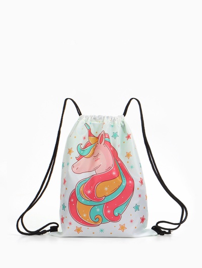 Мешок для обуви на шнурке, с принтом, размер 32×1×40 см, белый/разноцветный