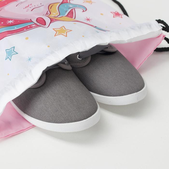 Мешок для обуви на шнурке, цвет белый/розовый - фото 1907078772