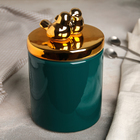 Банка керамическая для сыпучих продуктов «Золотое крыло», 1 л, цвет зелёный - Фото 1