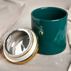 Банка керамическая для сыпучих продуктов «Золотое крыло», 1 л, цвет зелёный - Фото 2